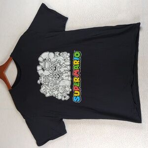 Super Mario‎ Gang Nintendo Black Short Sleeve Shirt Men's L